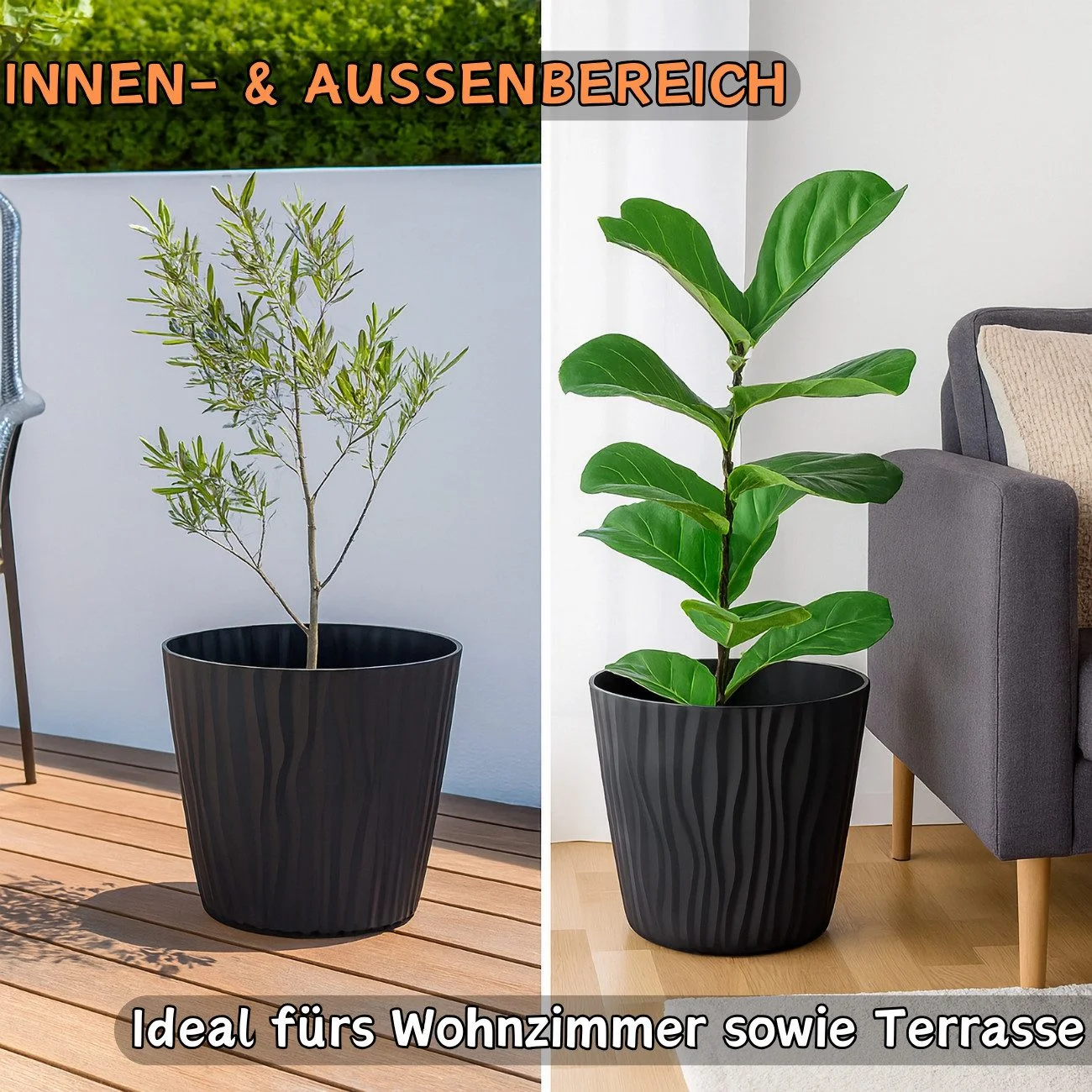 ENGELLAND – Blumentopf mit Drainagesystem & 3D-Wellenoptik